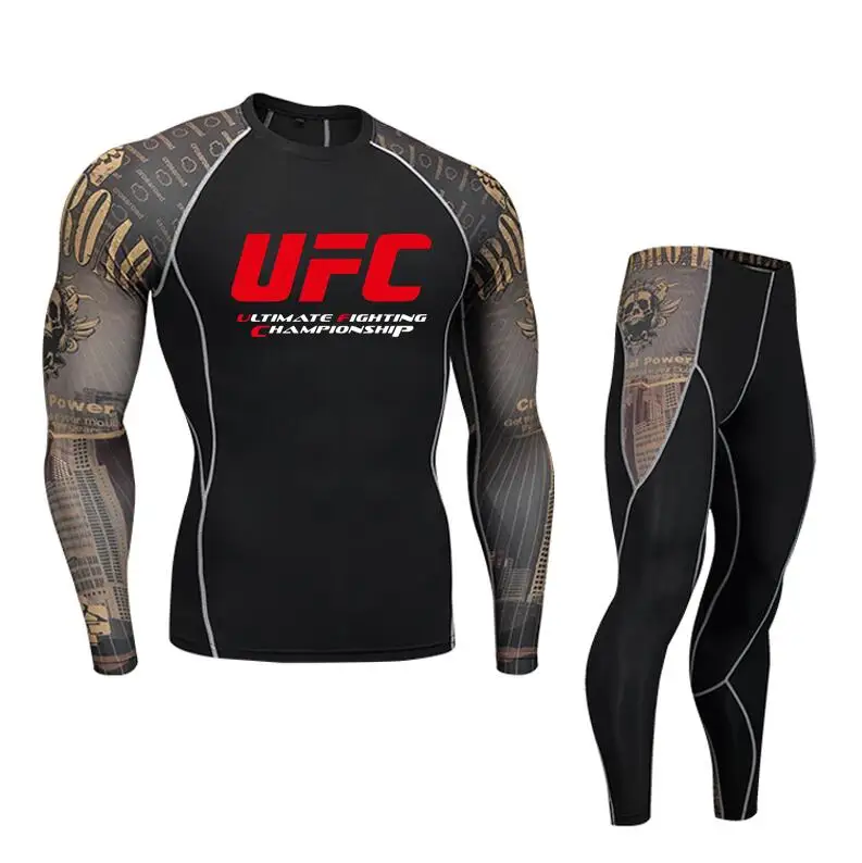 UFC сжатия Костюмы Для мужчин функциональных футболка длинными рукавами Рашгард