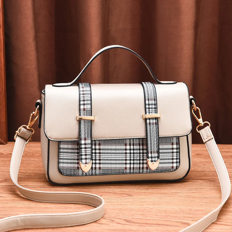

Vintage female shoulder Fashion Plaid Women Bags Korean version PU Leather Hanbags Cover Bags for Messenger Bags Bolsas Feminina