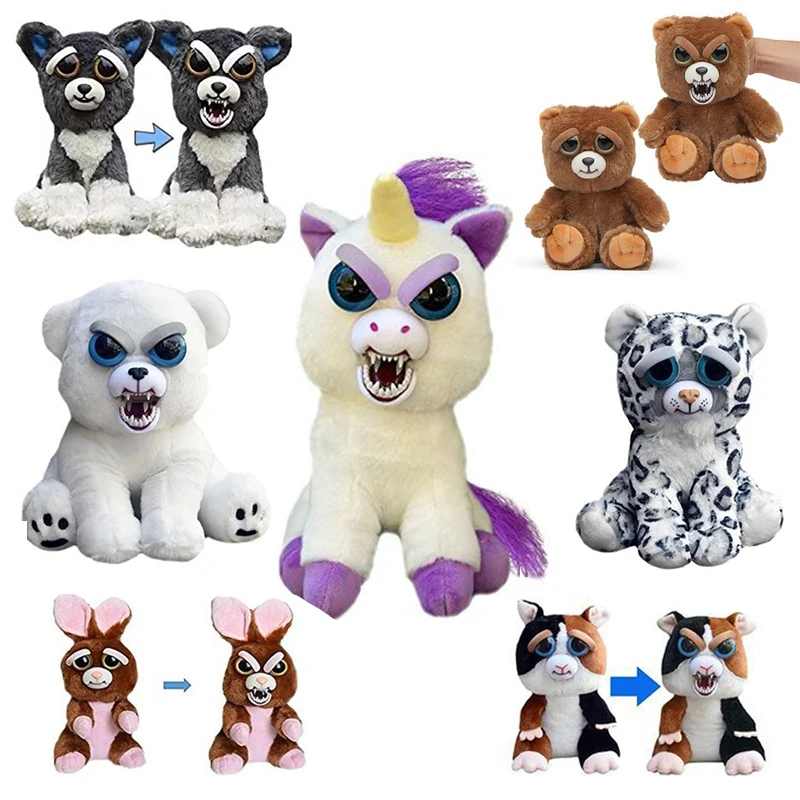 

Feisty Pets Unicorn Teddy Bear Cat Elephant Stuffed Toys Funny Expression Plush Panda Toys Doll For Baby Christmas GIFTS