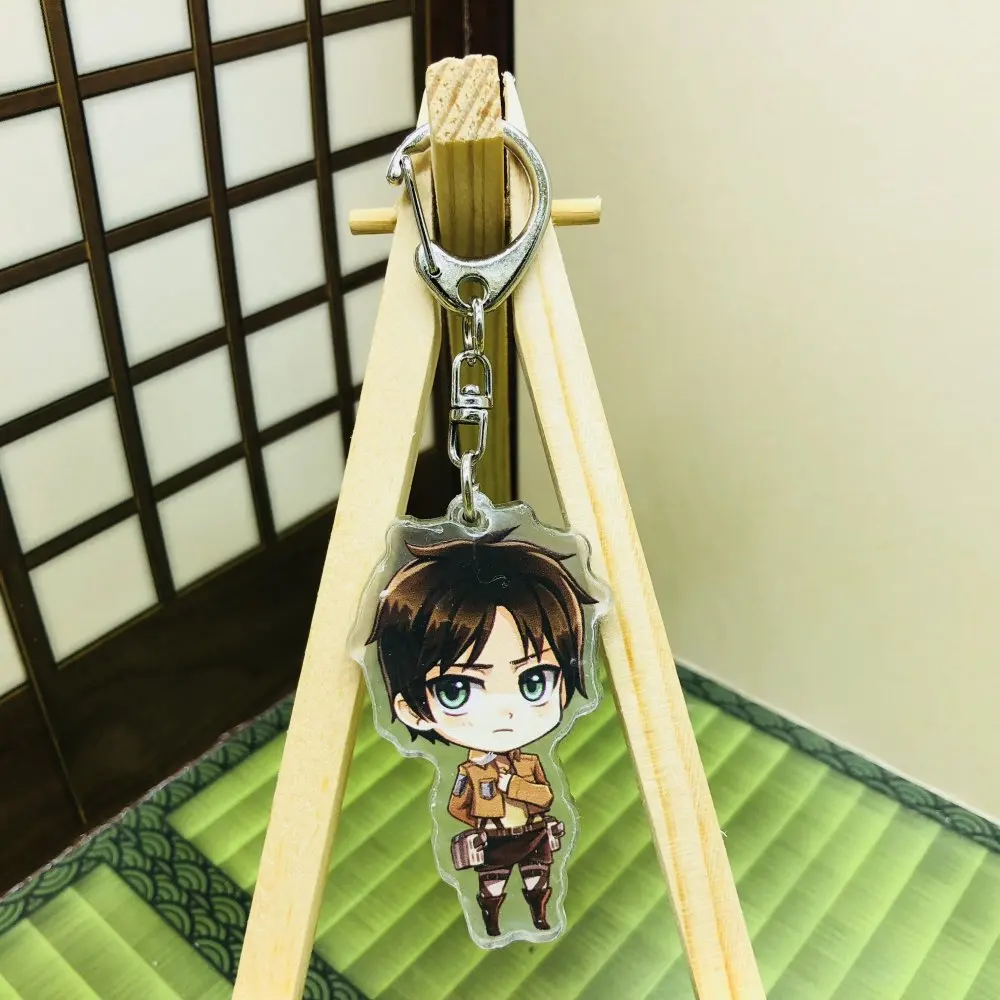

Anime Attack on Titan Eren Ackerman Levi Cartoon Pendants keychain Figure Model Toys Key Ring Gift