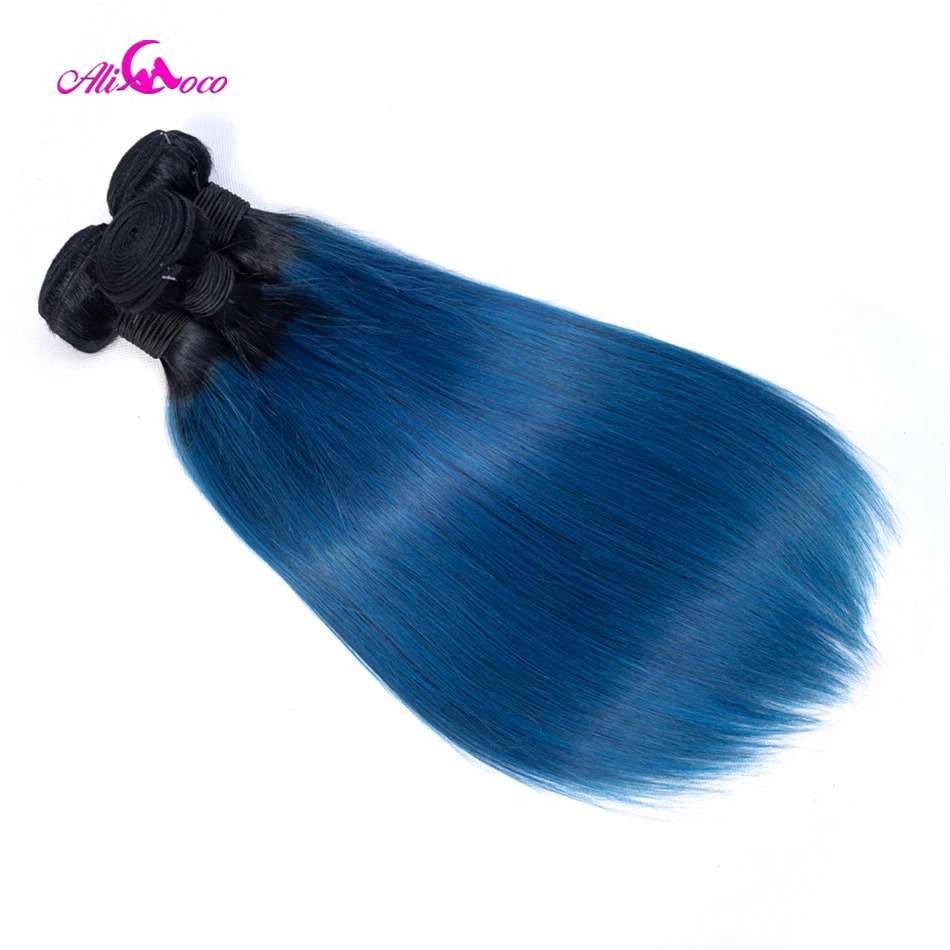 Ali Coco Brazilian Straight Hair Bundles 3/4 Bundles Deal 1B/Blue Color 100% Human Hair Bundles 10-28 Inch Remy Hair Extensions Ali Coco Brazilian Straight Hair Bundles 3/4 Bundles Deal 1B/Blue Color 100% Human Hair Bundles 10-28 Inch Remy Hair Extensions