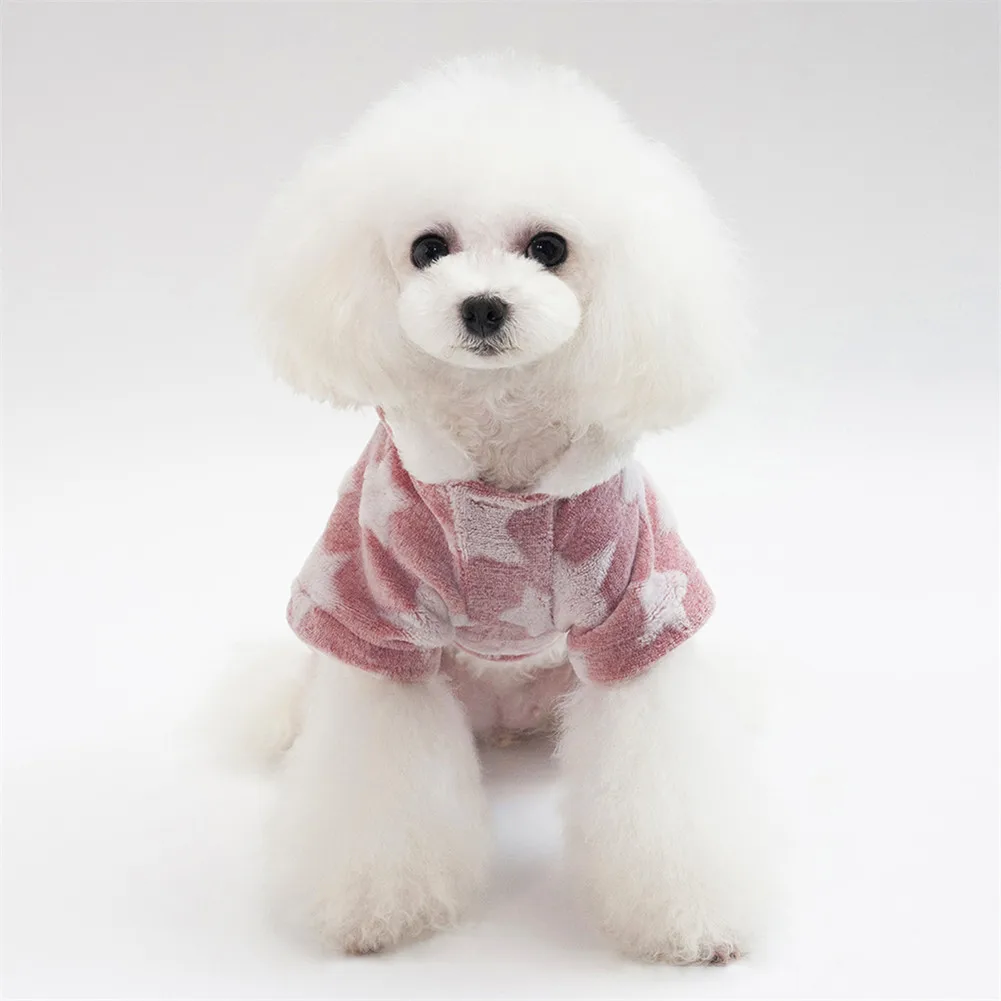 Warm Soft Fleece Pet Dog Cat Clothes Star Print Puppy Dog Costumes Winter Clothing For Small Medium Dogs Chihuahua Yorkie Outfit