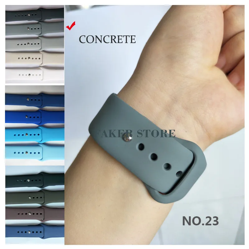 Цветной мягкий силиконовый ремешок для iWatch, спортивный ремешок для Apple Watch, сменный ремешок для Apple Watch 42 мм - Цвет ремешка: 23.Concrete