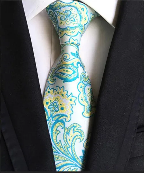 8 см галстуки в клетку Пейсли для мужчин Классические деловые Цветочные жаккардовый шелк роскошный свадебный галстук для жениха зажим для галстука - Цвет: Y104