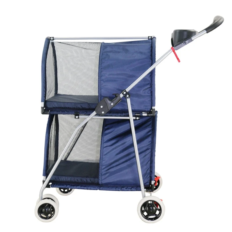 Dog Stroller Double Layer Pet Stroller Portable Cat Pet Wheel Carrier Travel Stroller for Dogs