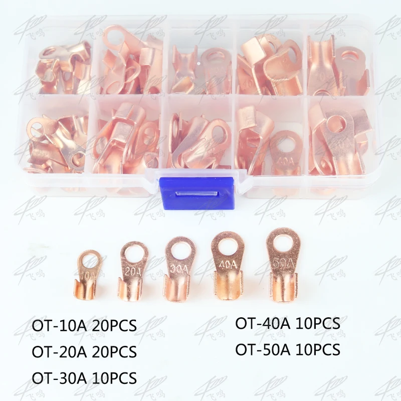 70pcs Copper Battery Cable Connector Terminal Open Lugs Wire Terminals Mayitr OT-10A OT-20A OT-30A OT-40A OT-50A