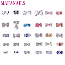3D BowKnot Nail Art Decorations 10 pcs Silver Alloy Diy Diamond Glitter Bow With Colorful Charm Rhinestones DIY Nail Accessories
