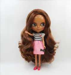 Blygirl, Blyth кукла, коричневые волнистые волосы, темнокожая кукла, нормальное тело, 7 суставов, кукла 1/6, может изменить тело