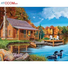 Сделай Сам, полный, алмазная вышивка, природа речная хижина, фото на заказ, алмазная живопись, вышивка крестиком, 3D, Алмазная мозаика, украшение
