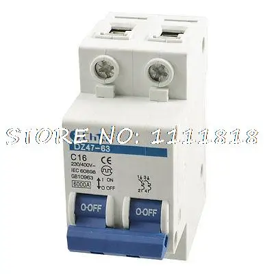

AC 230/400V 16A 2 Pole Overload Protection MCB Miniature Circuit Breaker