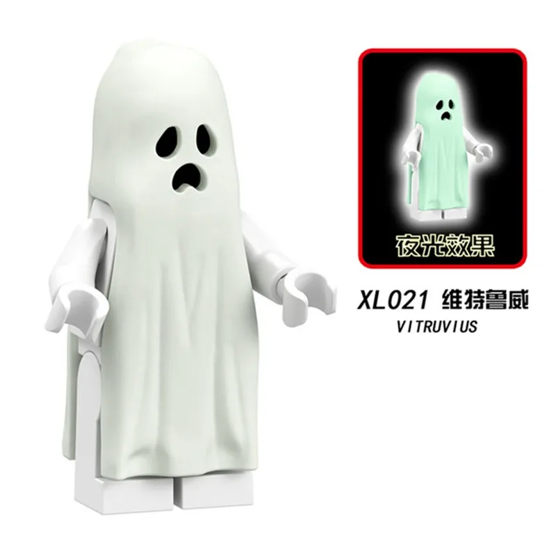 Legoings Ghost Series Luminous Vitruvius Figure Set Gloom In The Dark Sally Zombie Halloween Building model kits bricks Toys