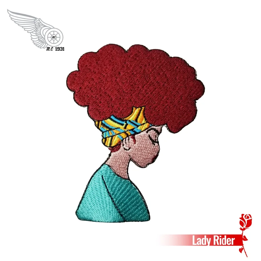 

African Girl Boho Afro Hairstyle Style Embroidery patch 3.8*3 Inch for Clothing Jeans Bag Decoration Iron on Custom Any Design