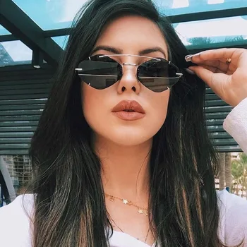 

2019 Flat Cat Eye Sunglasses Women Luxury Brand Design Clear Lens Vintage Sun Glasses Fashion Eyewear Metal UV400 oculos