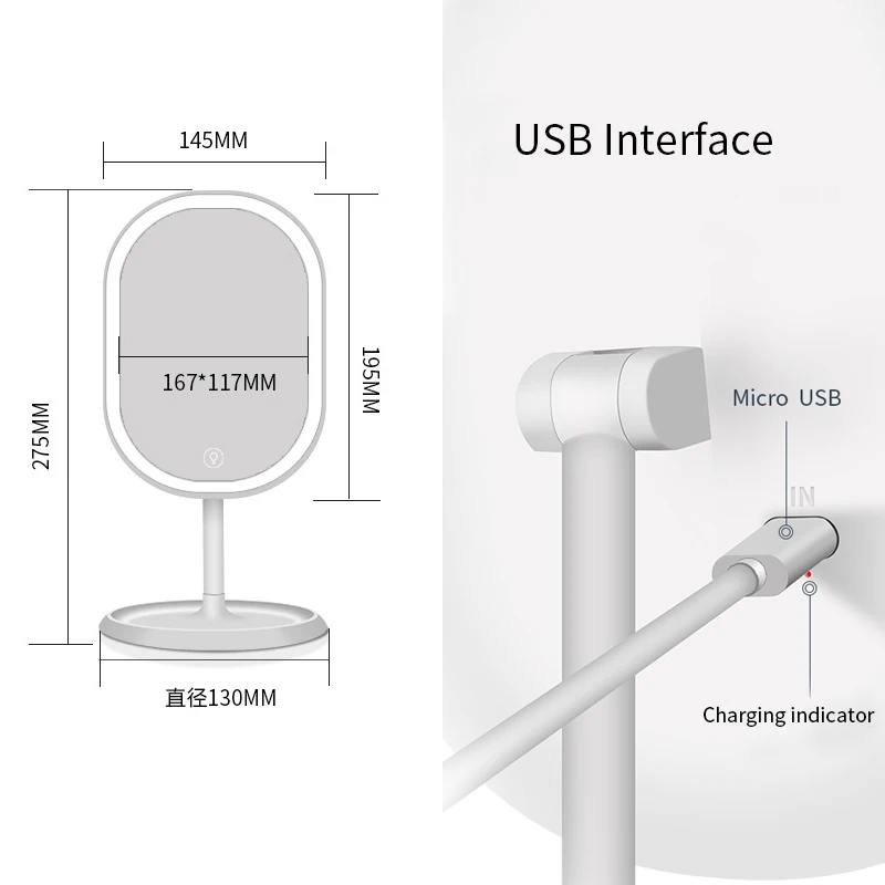 Питаемые через USB порт светодиодный Профессиональный светильник ed для нанесения макияжа и ухода за собой с регулируемой 20 светодиодный светильник Сенсорный экран зеркала для Красота макияж