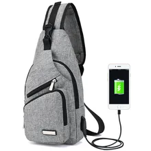 Мужская нагрудная сумка с одним плечевым ремнем на спине, холщовая дорожная женская сумка через плечо, рюкзак, сумка для спортзала с интерфейсом USB