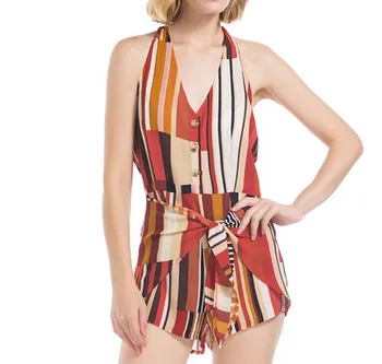 

Summer Women Lady Clubwear Shoulder Sleeveless V -cut Backless Slim Fit Body Sexy Bodycon Bodysuit