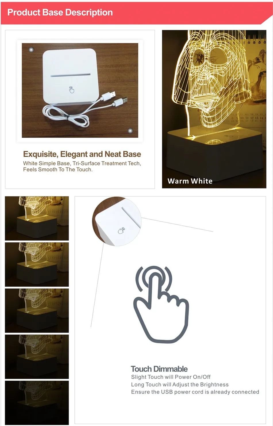  Novelty USB Christmas Night Lights with Darth Vader Shaped 3D Led Desk Lamp Dimmable Abajur as Creative Gifts (7)
