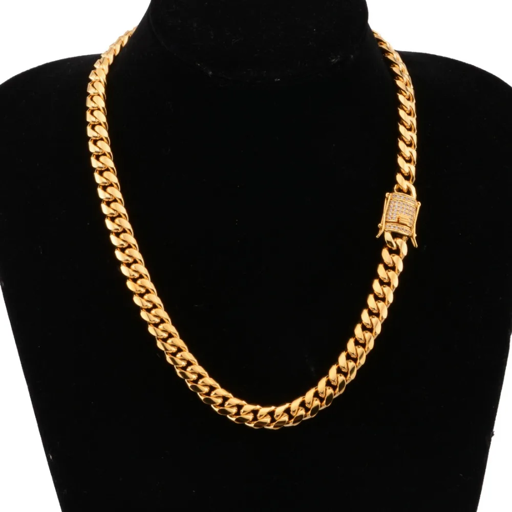 Мужская цепочка в стиле хип-хоп, модное ожерелье из нержавеющей стали, ширина 8-18 мм, длина 20-30 дюймов, кубинские цепочки в стиле Майями, мужские ювелирные изделия в стиле хип-хоп