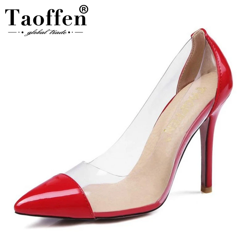 

TAOFFEN Shoes Woman Plus Size 31-47 High Heels Pumps Women Shoes High Heels Wedding Shoes Pumps Red Black Nude Sexy Shoes Heels