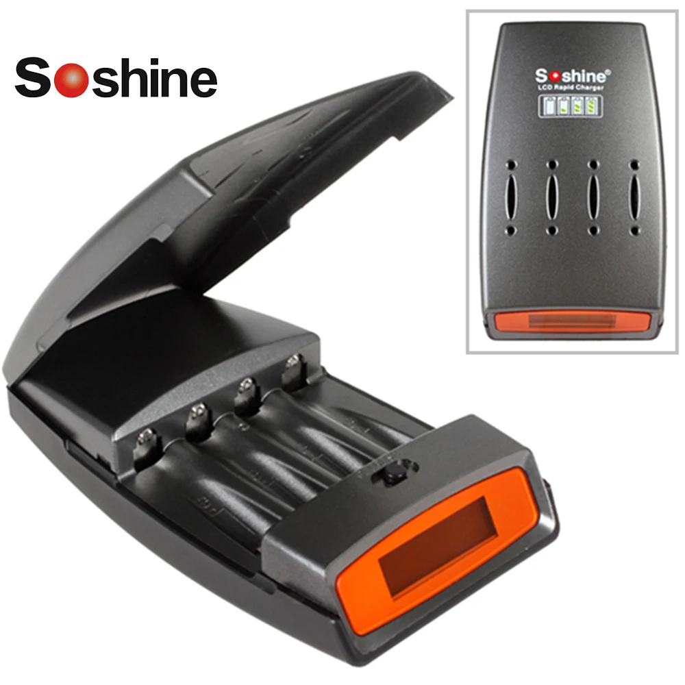 Soshine Intelligent Smart Rapid Fast Battery Charger 4 Slots LCD