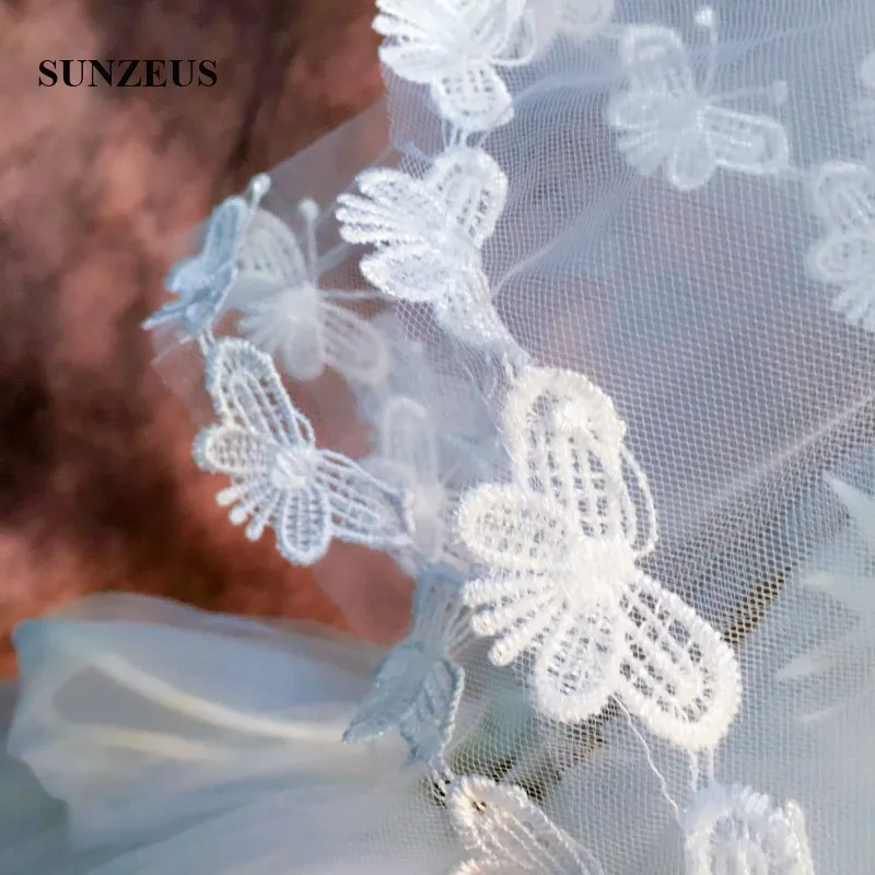 1,5 м короткие фаты Бабочка Аппликации края элегантные свадебные аксессуары гялин Аксесуар SBV09