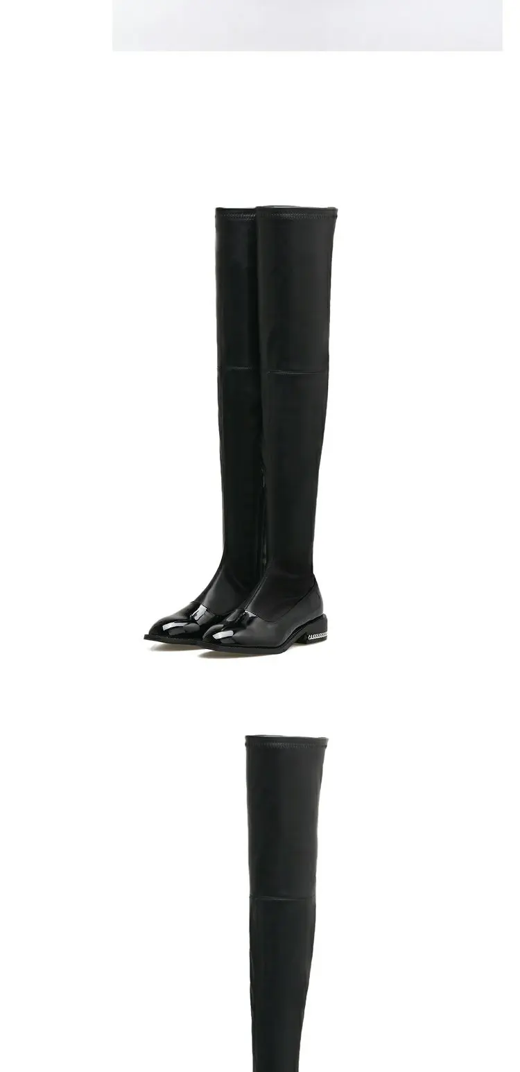 Koovan/женские сапоги высокие сапоги на плоской подошве на молнии эластичные рыцарские сапоги облегающие ботфорты г. Осень-зима