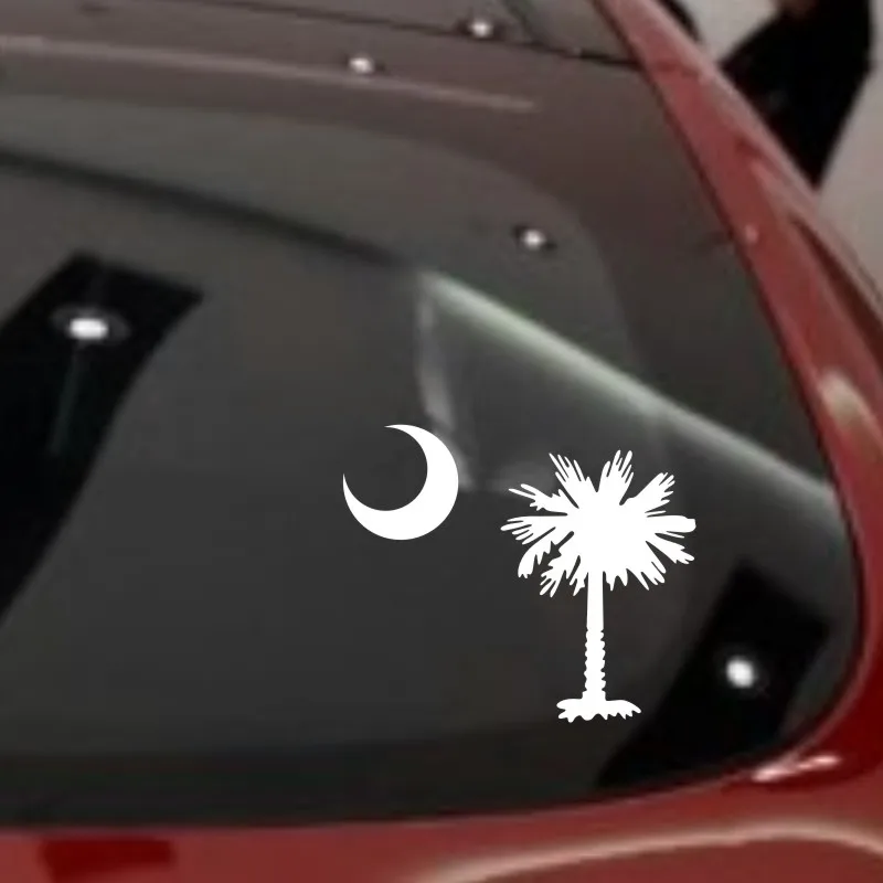 PALMETTO дерево Луна SC флаг высечки автомобиля Наклейка высечка белая наклейка в виде окна стикер 5 ''(белый)
