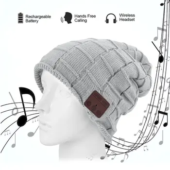 

2019 Fashion Wireless Bluetooth Music Hat Knit Warm Winter Cap Built- in Mic Stereo Speakers Earphones Headset Headphones Hats