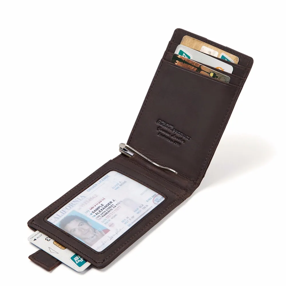 GZCZ Лидер продаж! Кошелек мужской из натуральной воловьей кожи с Rfid защитой|Зажимы