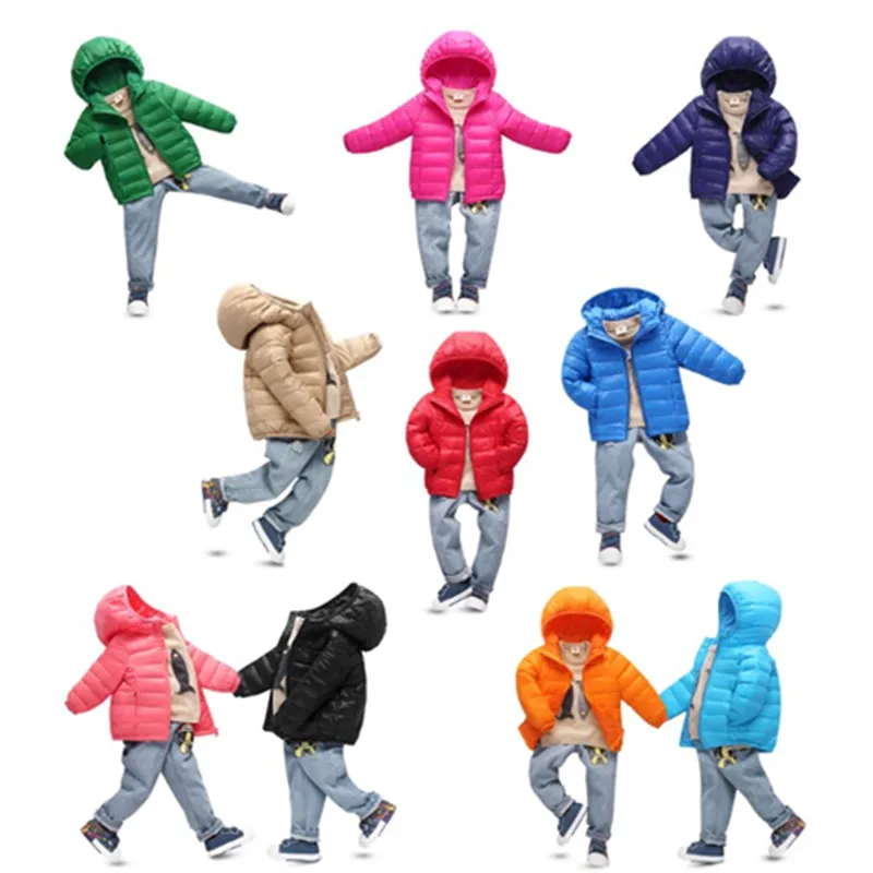 

2018 Winter Boys Girls Ultra light Down Parkas 90% Down Jacket Warm Coat For Children Outerwear Teenage Clothes 1-12Years