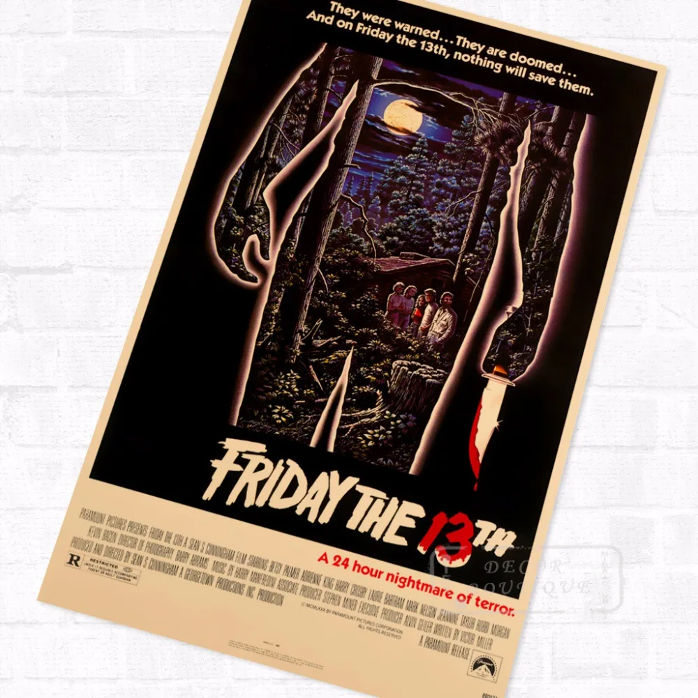 

Pop Art Friday the 13th Horror Film Vintage Retro Kraft Poster Decorative DIY Wall Canvas Sticker Home Bar Art Posters Decoratio