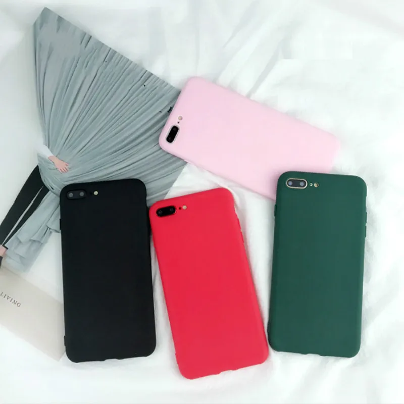 Чехол для Телефона IPhone 7 6 6s 8 X Plus 5 5s SE простой однотонный Ультратонкий Мягкий