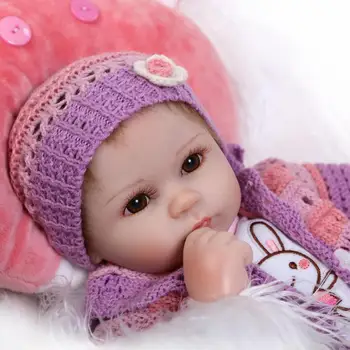 

16" Soft silicone reborn baby doll toys lifelike 40cm vinyl reborn babies play house bedtime toy birthday gift for girl