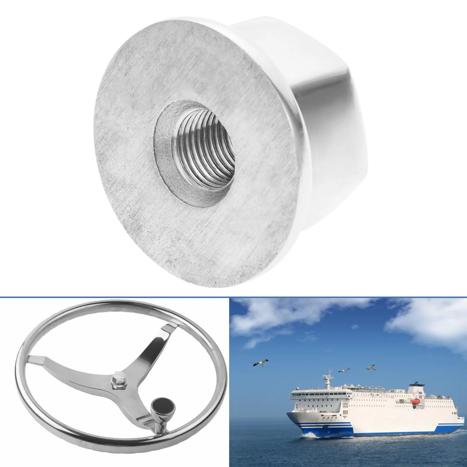 1/2in - 20 Thread Marine Grade 316 Stainless Steel Kayak Yacht Steering Wheel Mounting Center Hub Dome Nut For Boats Accessories