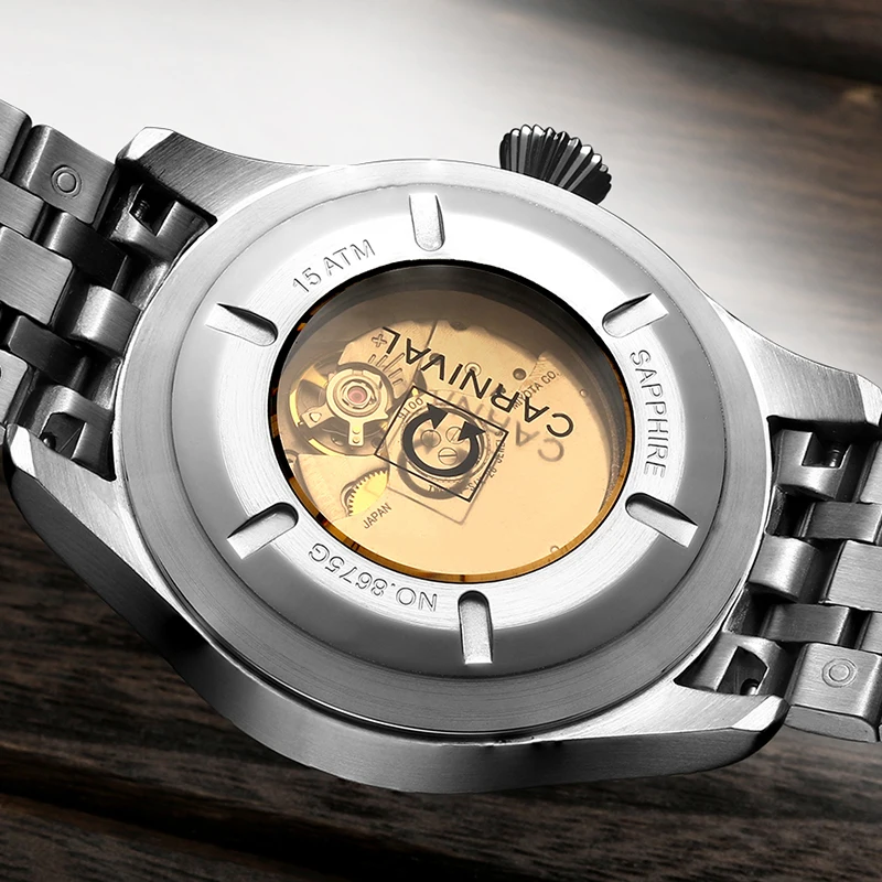 Карнавальный бренд Роскошные мужские часы Япония MIYOTA автоматические механические мужские часы он газ 150 м Водонепроницаемые многофункциональные часы C8675-5