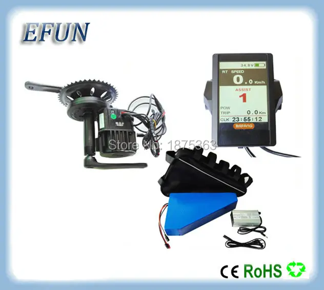 

Free shipping 52V Ebike BBSHD 48V 1000W mid drive motor kits with triangle battery 52V 26Ah+bag+color LCD+hydraulic brake sensor