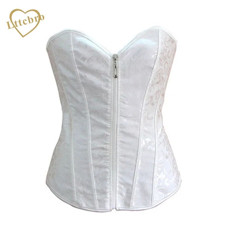Zipper Corset Sexy Bustier Corpete Gothic Bridal White Wedding Lingerie