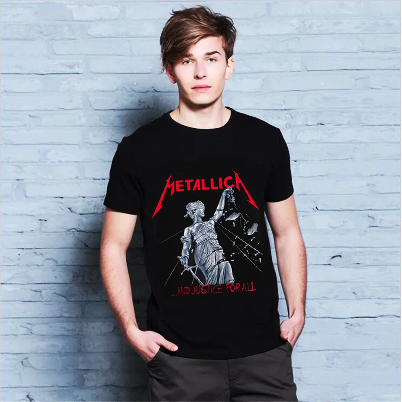 

Metallica Band Commemorative Tee Balplein Brand American Street Hip Hop Cotton Men's T-shirts Justice Print Short Sleeve Tshirt