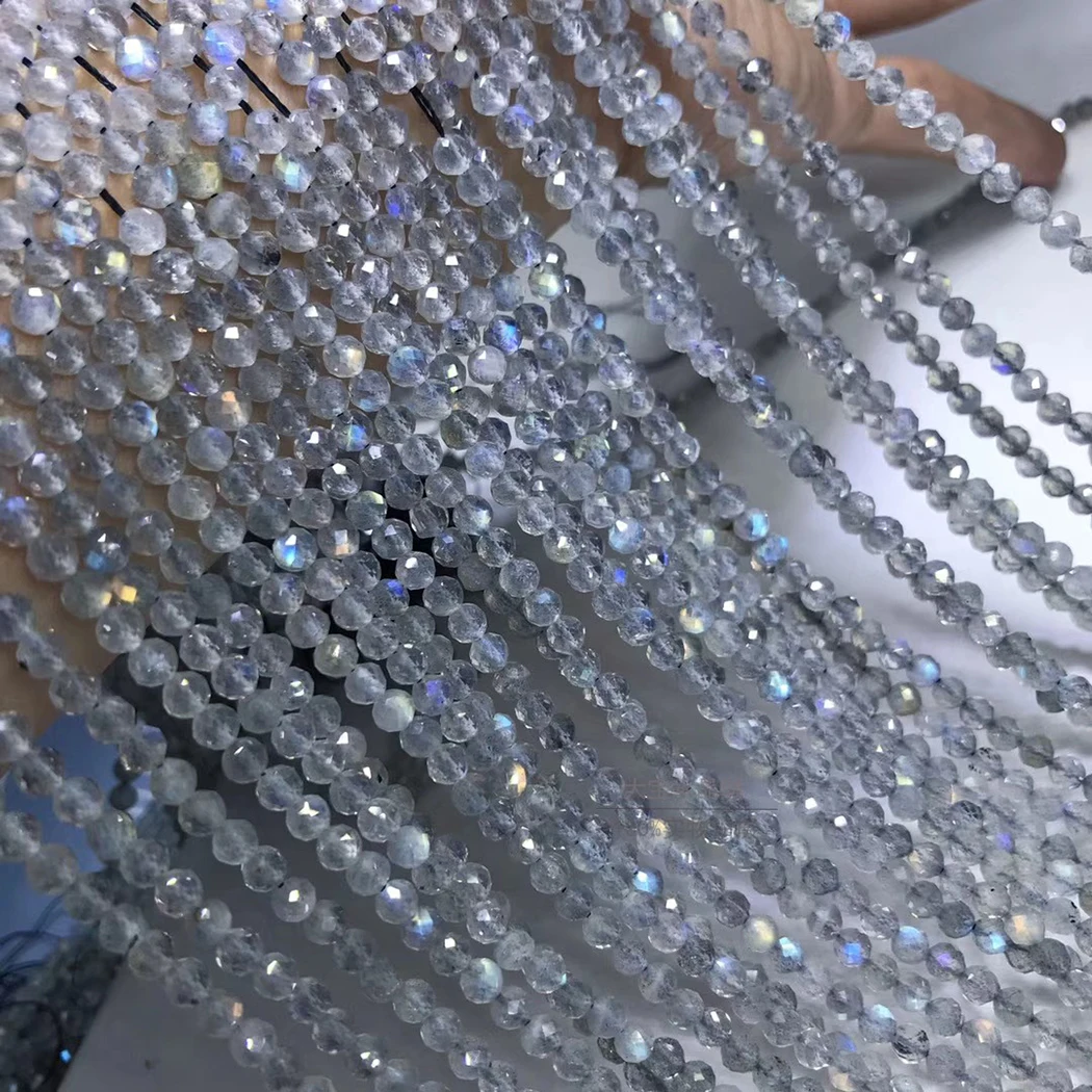 

ICNWAY gemstone making jewelry 2-4mm labradorite garnet round faceted natural loose beads DIY bracelet necklace 15inch