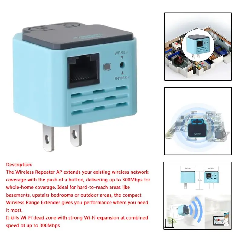 Вилка стандарта ЕС/США Беспроводной ретранслятор 300 м Wi-Fi ретранслятор 2,4 г AP роутера усилитель сигнала расширитель сигнала бустер с 10/100 M LAN порт