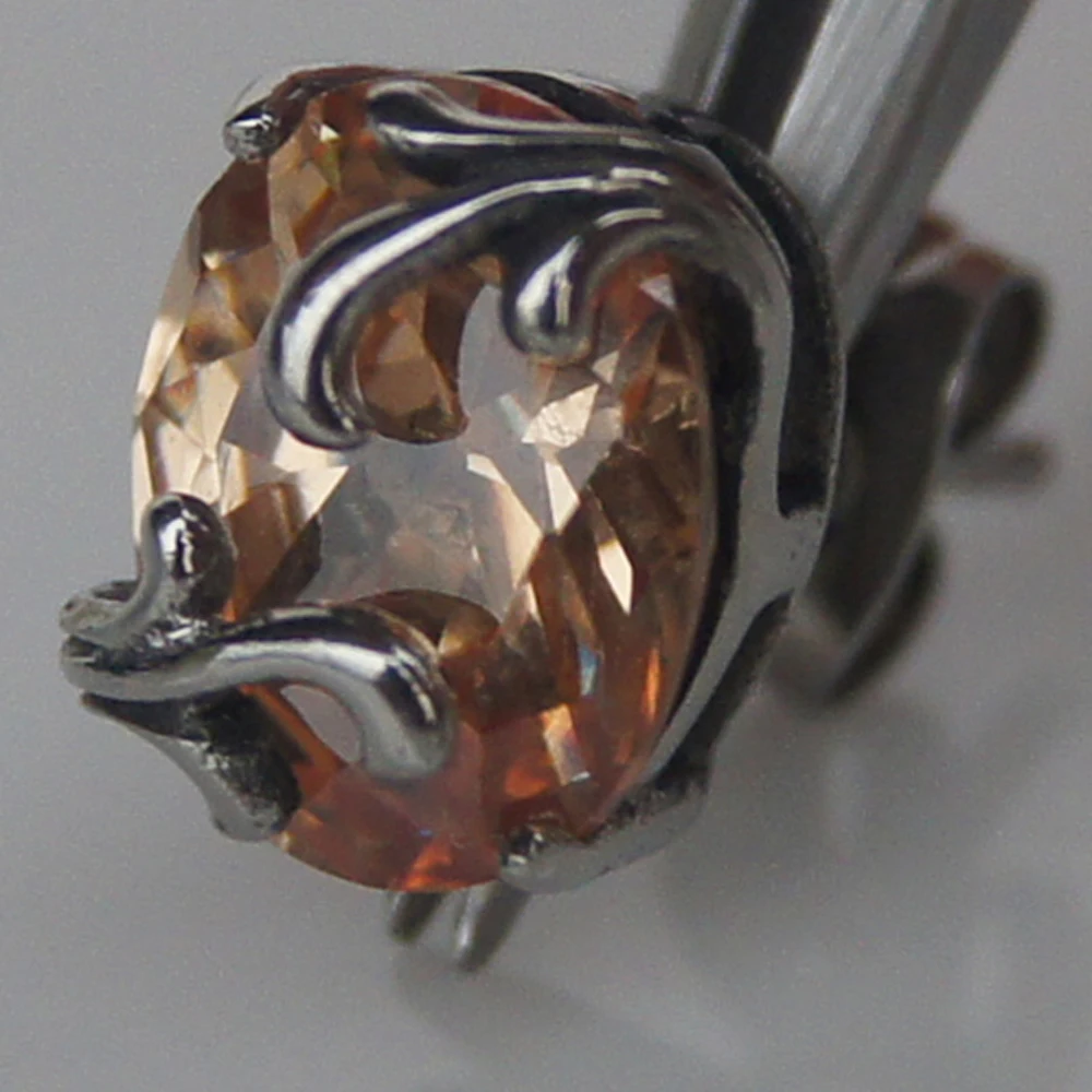 

men jewelry cool champagne cz 316L stainless steel men/boy's stud earring punk