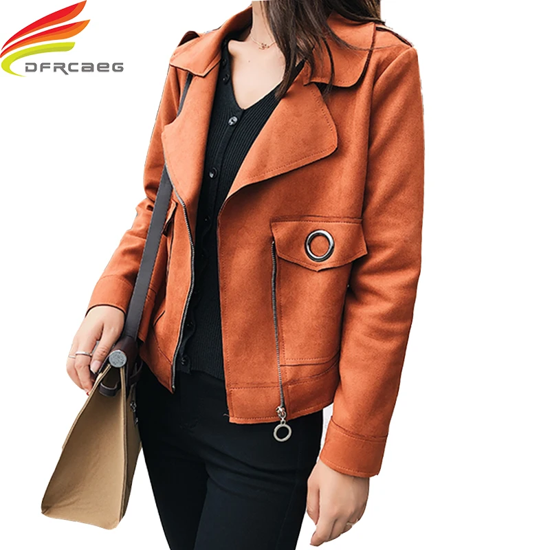 Suede Deerskin Jacket Women 2018 Autumn Winter New Short Leather Suede