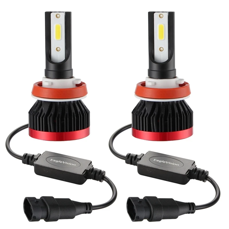 

2 PCS Car LED Headlights EV7 H8 H9 H11 9-32V 36W 3000LM 6000K IP67 Car DOB White LED Bulb Lamps with Mini LED Driver and Cable