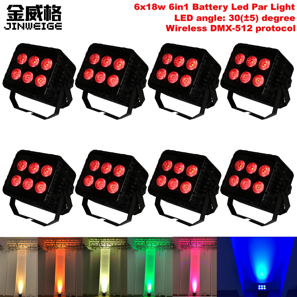 8 шт./лот 6X18 Вт RGBWA UV 6в1 Led Par Light Uplight беспроводной батарея прожектор с зарядом от для события Дискотека Вечерние
