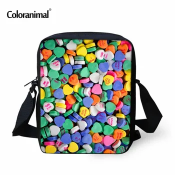 

Coloranimal Designer Brand Women Small Messenger Bag Crossbody Bag Kawaii 3D Colorful Loving Candy Printed Mini Shoulder Bags