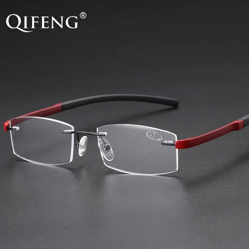 

QIFENG Reading Glasses Men Women Rimless Diopter Presbyopic Eyeglasses Male Women Eyewear +1.0+1.5+2.0+2.5+3.0+3.5+4.00 QF229