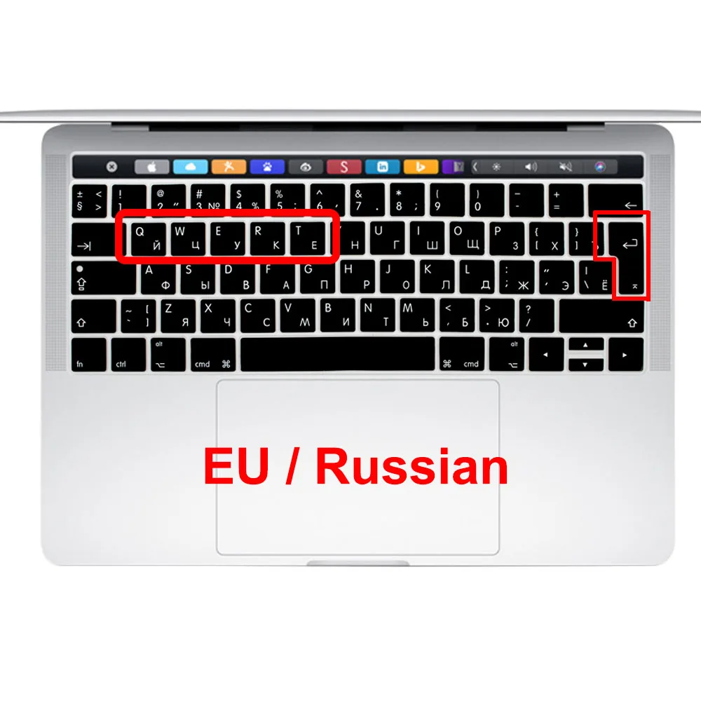 

Russian Layout Keyboard Cover Silicone Skin For New Macbook Pro 13 15inch with Touch bar A1706 A1707 - EU Enter