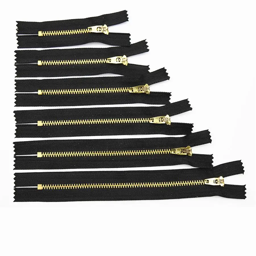 7 18cm Black Mixed Brass Semi Lock Metal Zipper Slider Puller Closed