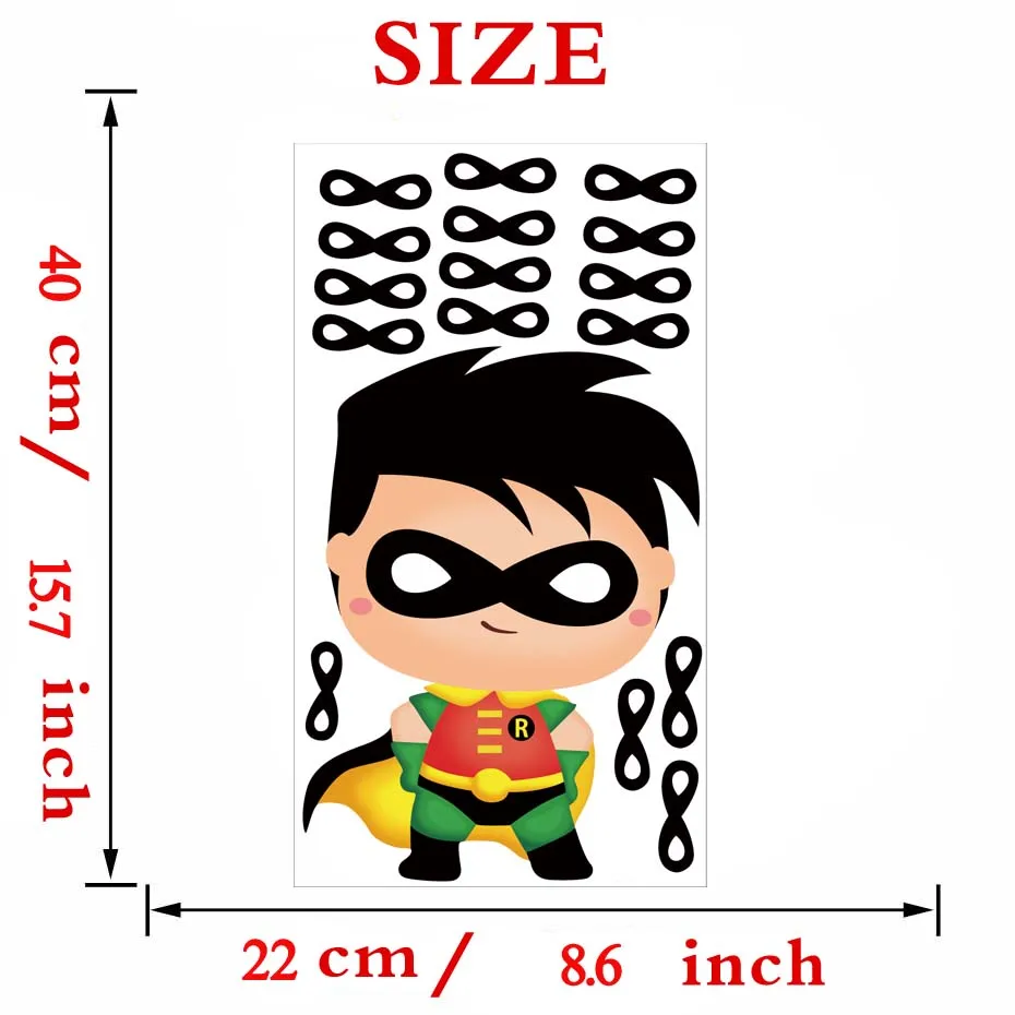 Cartoon Color Superman Batman Wall Stickers Cute Creative Decals Decoration For House Kids Nursery Baby Room Murals Vinyl Art  (7)