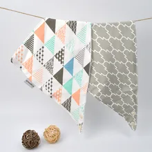 Новинка, 2 предмета, 45*31 см, хлопок, непромокаемые детские нагрудники с принтом, 1 слой, мягкий детский слюнявчик для кормления, полотенце для детей 0-24 месяцев